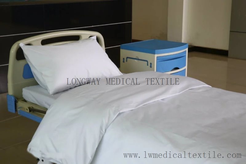 Hospital bed linen bleached white