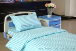 blue white stripe polyester cotton hospital bed linen